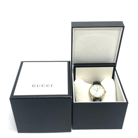 GUCCI Quartz date Watches SS / Leather belt Gold/Black belt main image 5